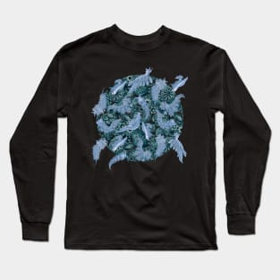 Ernst Haeckel Blue Nudibranch on Cerulean  Sea Squirts Long Sleeve T-Shirt